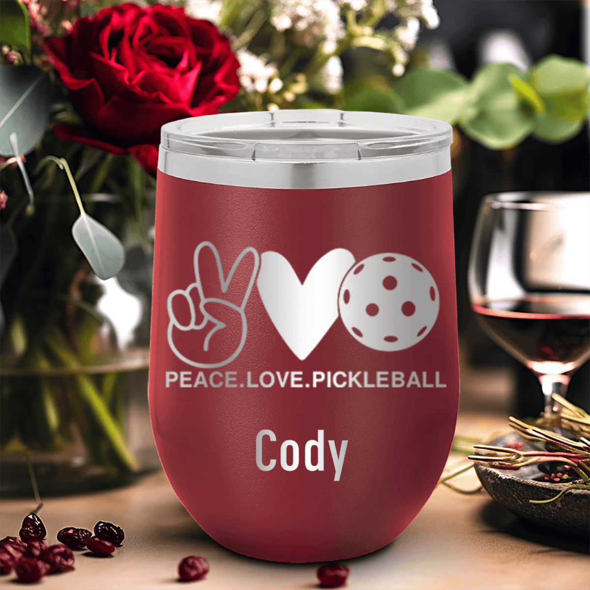 Personalized Pickles Peach And Love Wine Tumbler for her, Customized Gifts for Women by Groovy Girl Gifts