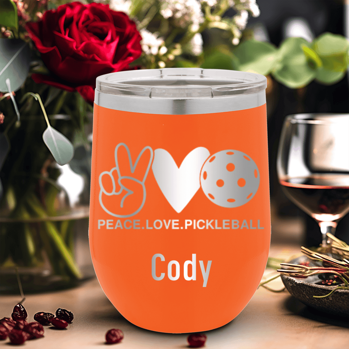Personalized Pickles Peach And Love Wine Tumbler for her, Customized Gifts for Women by Groovy Girl Gifts