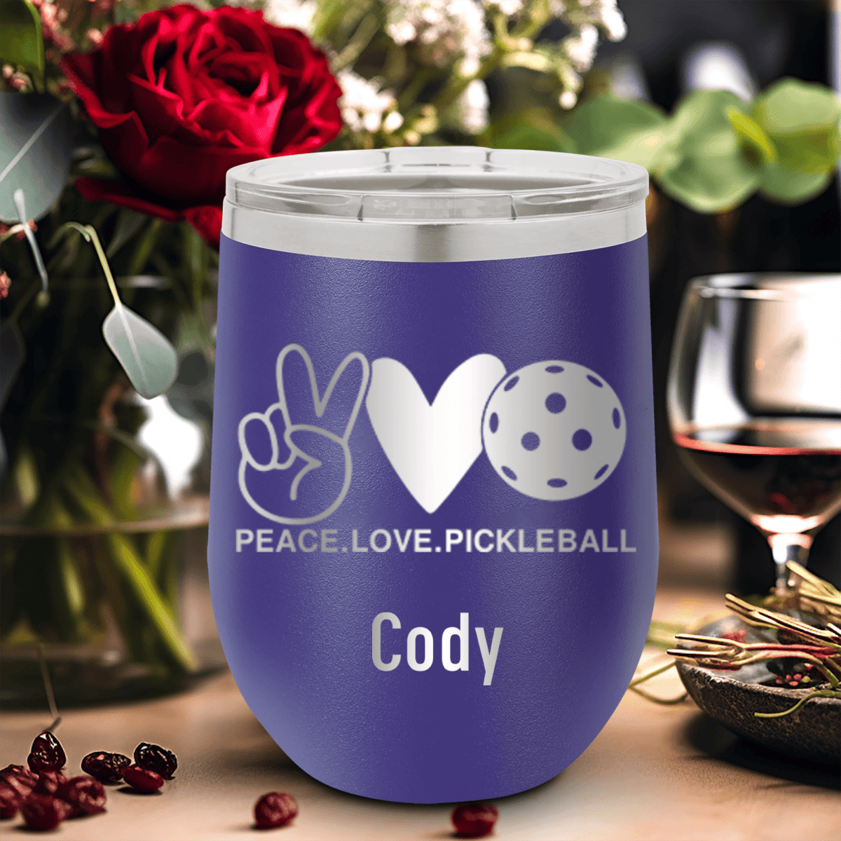 Personalized Pickles Peach And Love Wine Tumbler for her, Customized Gifts for Women by Groovy Girl Gifts