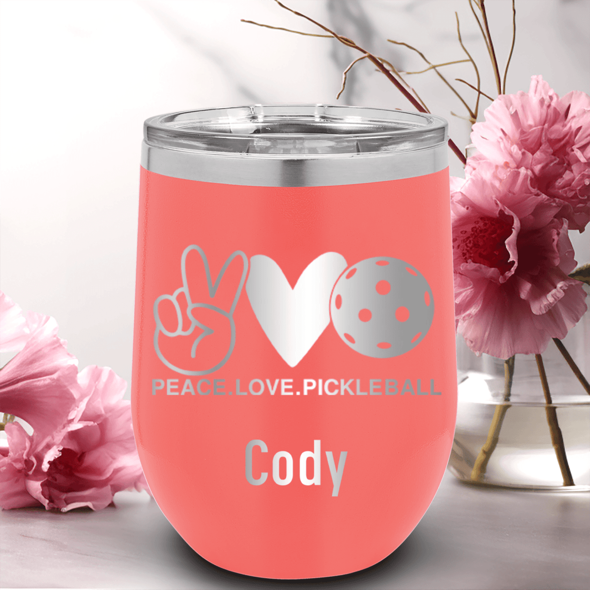 Personalized Pickles Peach And Love Wine Tumbler for her, Customized Gifts for Women by Groovy Girl Gifts