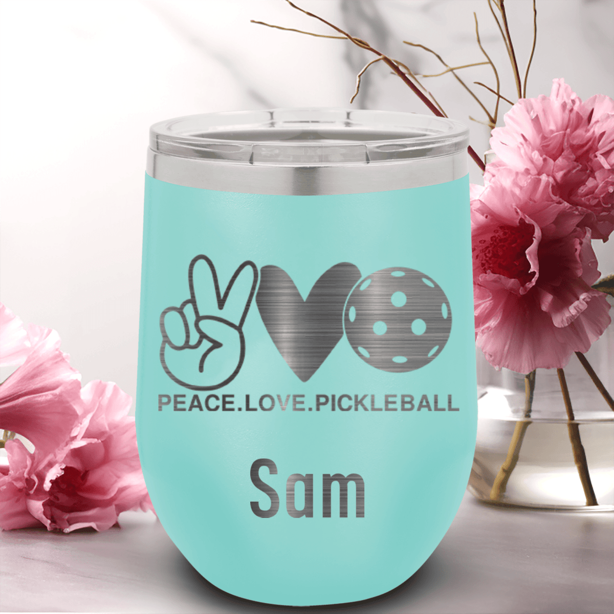 Personalized Pickles Peach And Love Wine Tumbler for her, Customized Gifts for Women by Groovy Girl Gifts