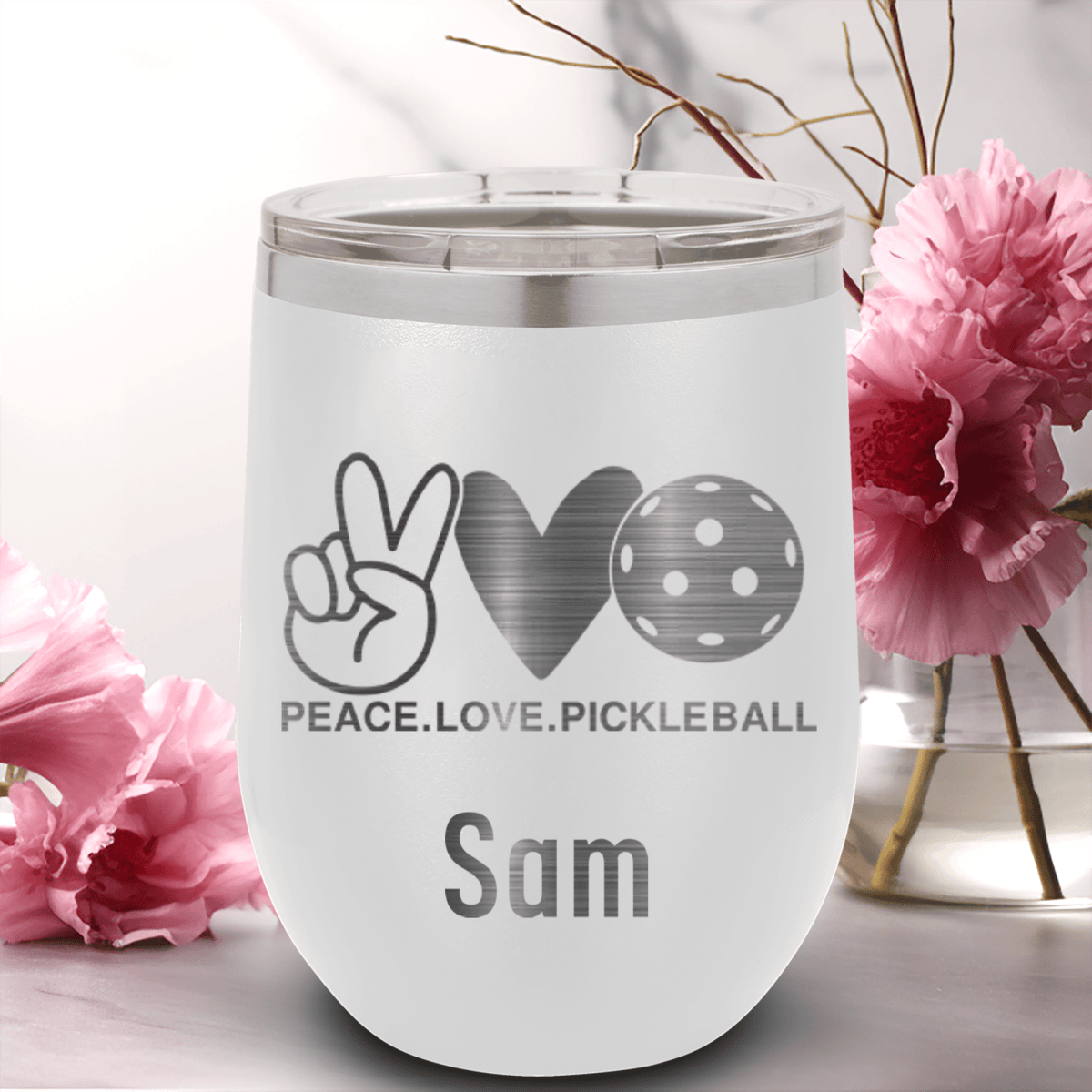 Personalized Pickles Peach And Love Wine Tumbler for her, Customized Gifts for Women by Groovy Girl Gifts