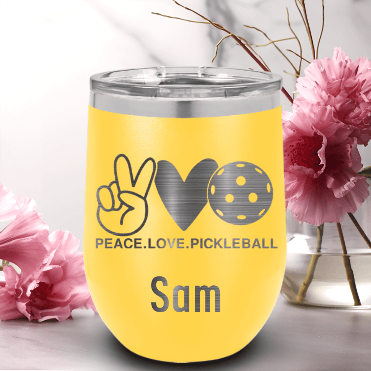 Personalized Pickles Peach And Love Wine Tumbler for her, Customized Gifts for Women by Groovy Girl Gifts