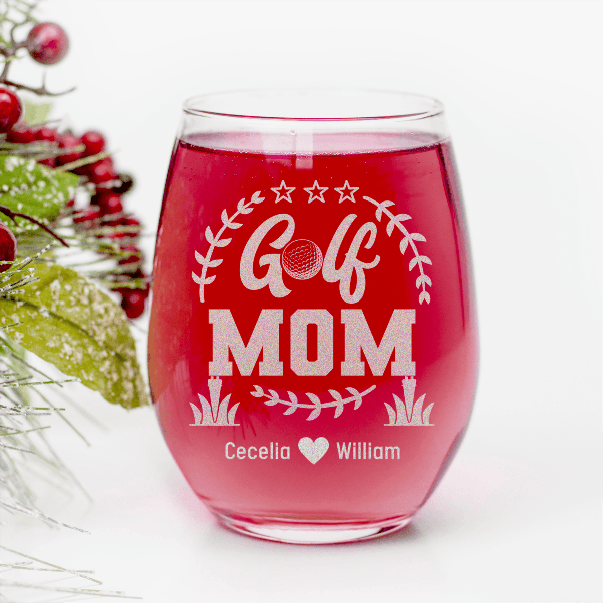 Professional Golf Mom Stemless Wine Glass