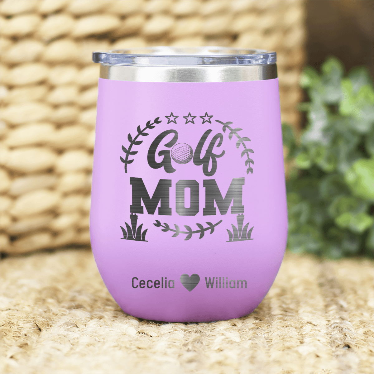 Light Purple Golf Mom Wine Tumbler With Professional Golf Mom Design