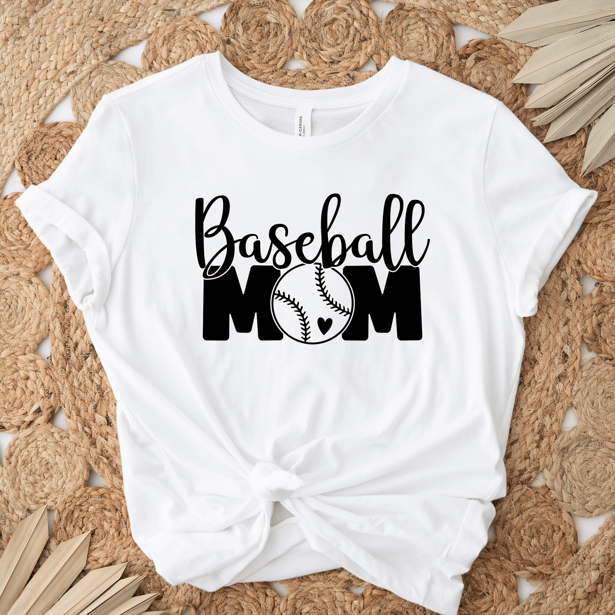 Womens White T Shirt with Proud-Baseball-Mom design