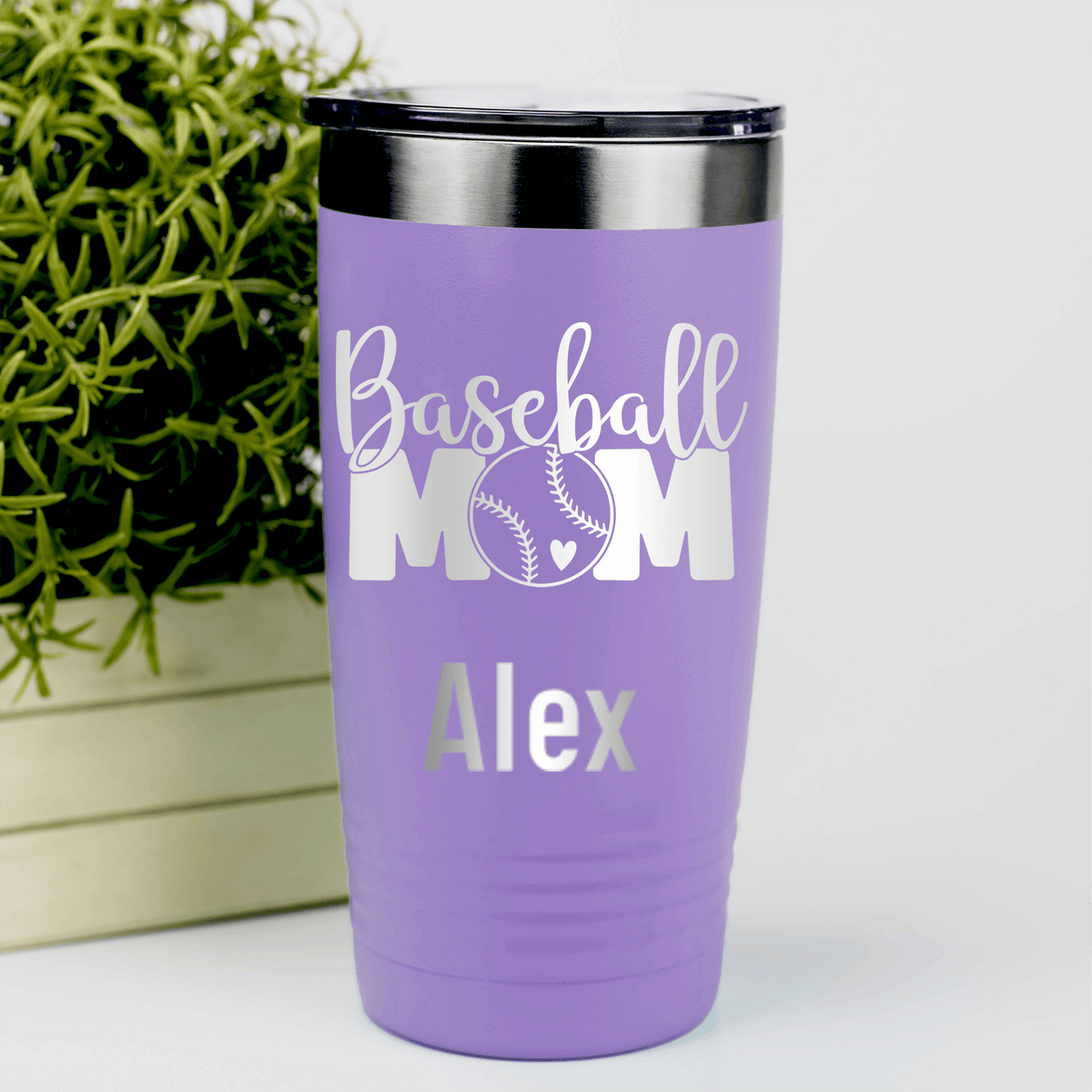 Light Purple Baseball Mom Tumbler With Proud Baseball Mom Design