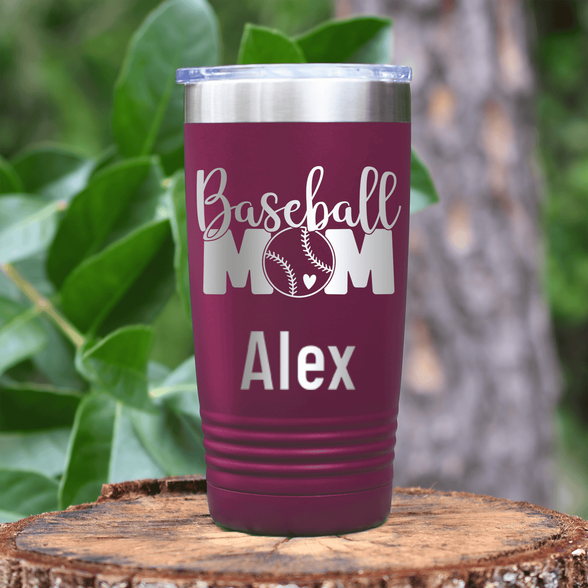 Maroon Baseball Mom Tumbler With Proud Baseball Mom Design