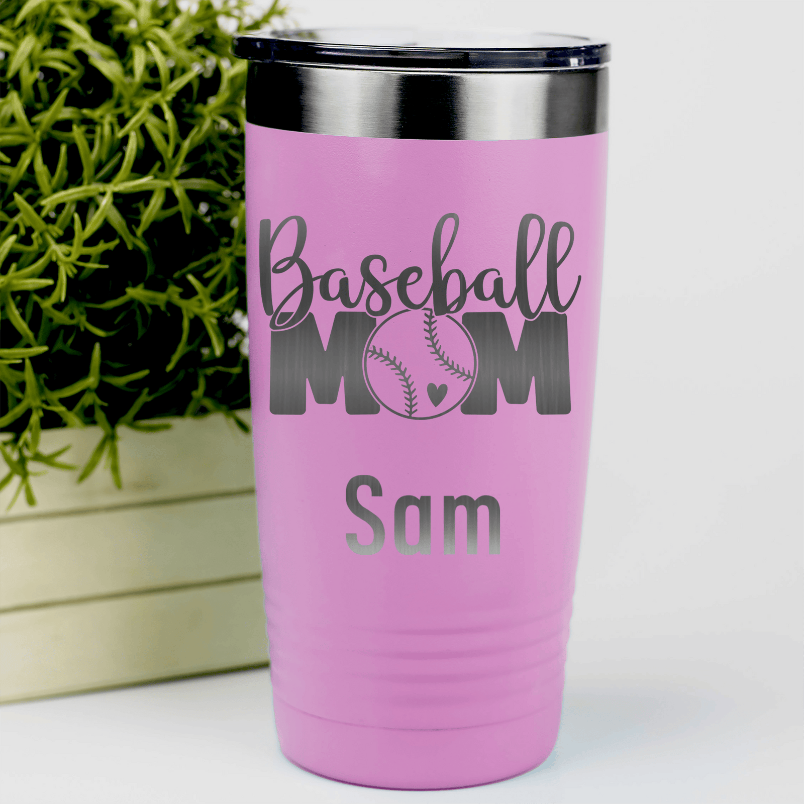 Pink Baseball Mom Tumbler With Proud Baseball Mom Design