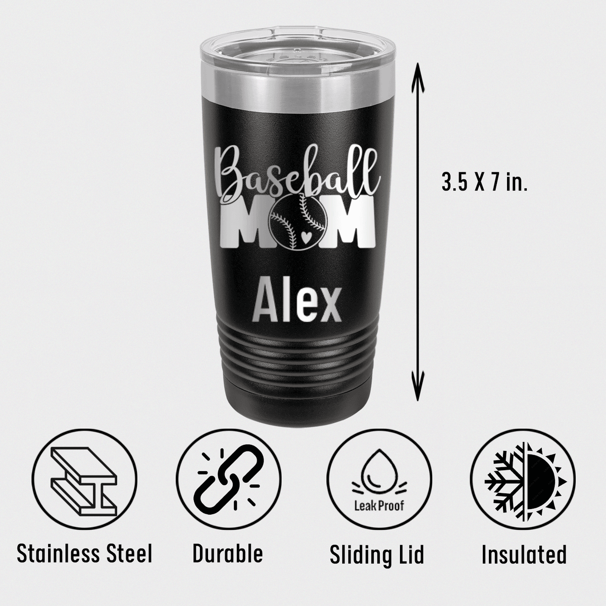 Personalized Proud Baseball Mom Tumbler for her, Customized Gifts for Women by Groovy Girl Gifts