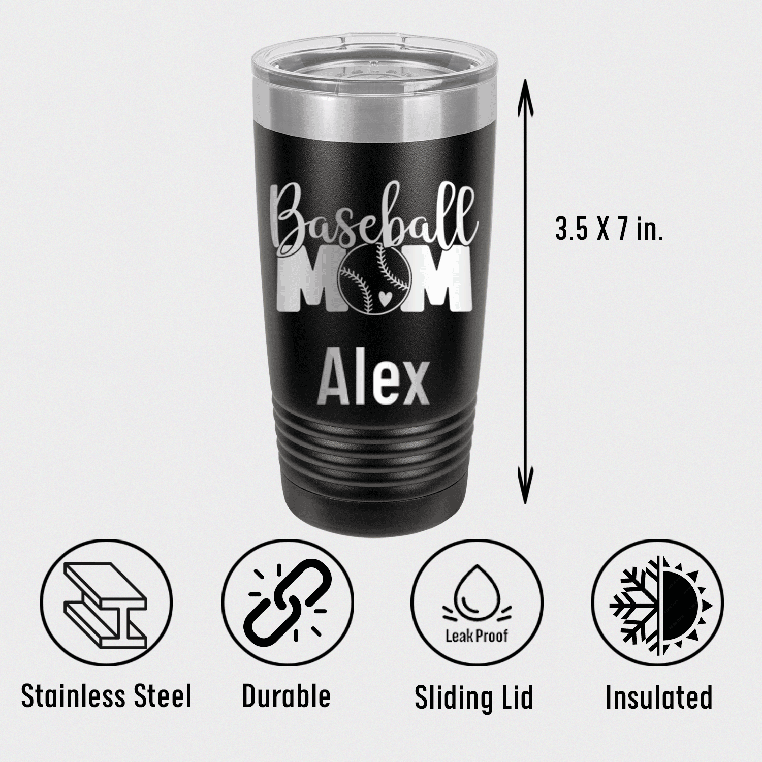 Personalized Proud Baseball Mom Tumbler for her, Customized Gifts for Women by Groovy Girl Gifts