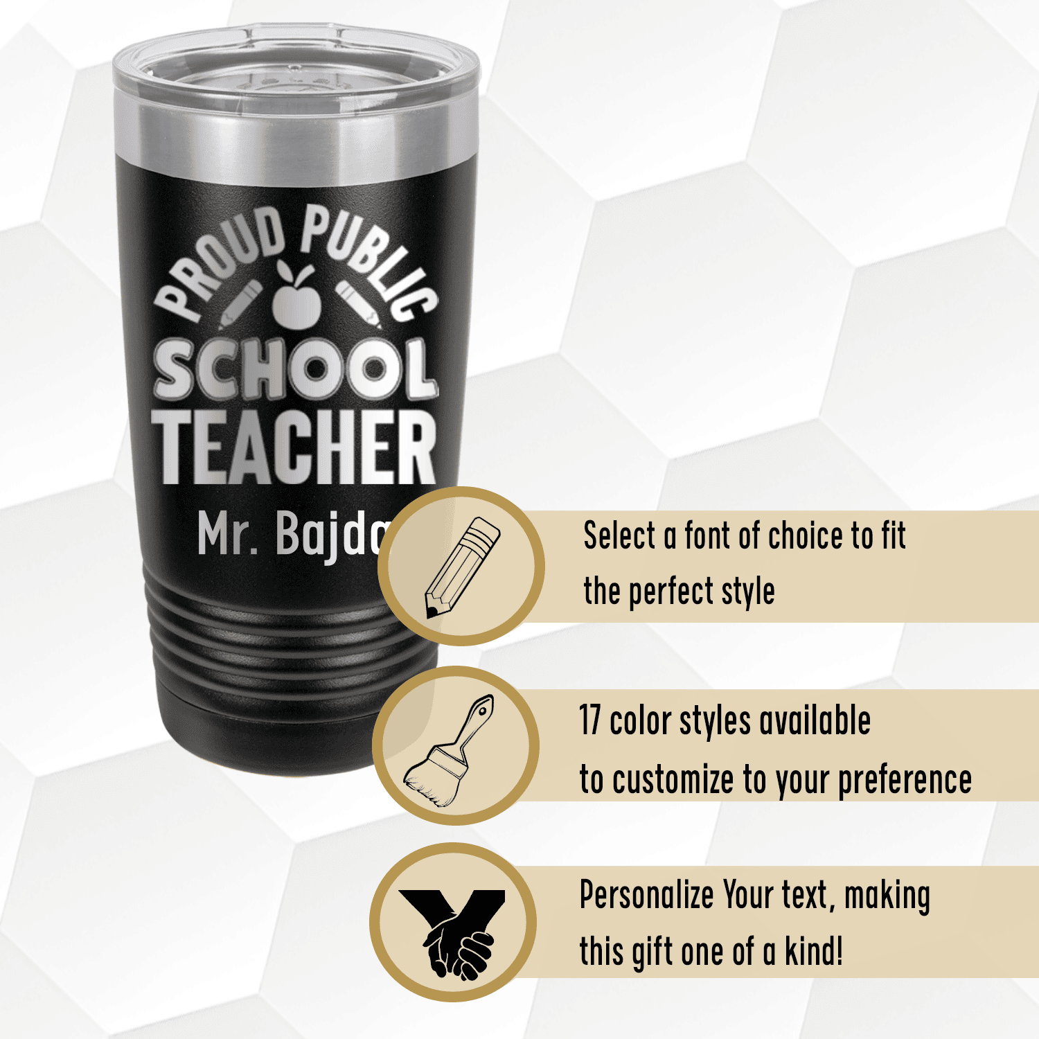 Maroon Teacher Tumbler With Proud Public School Teacher Design
