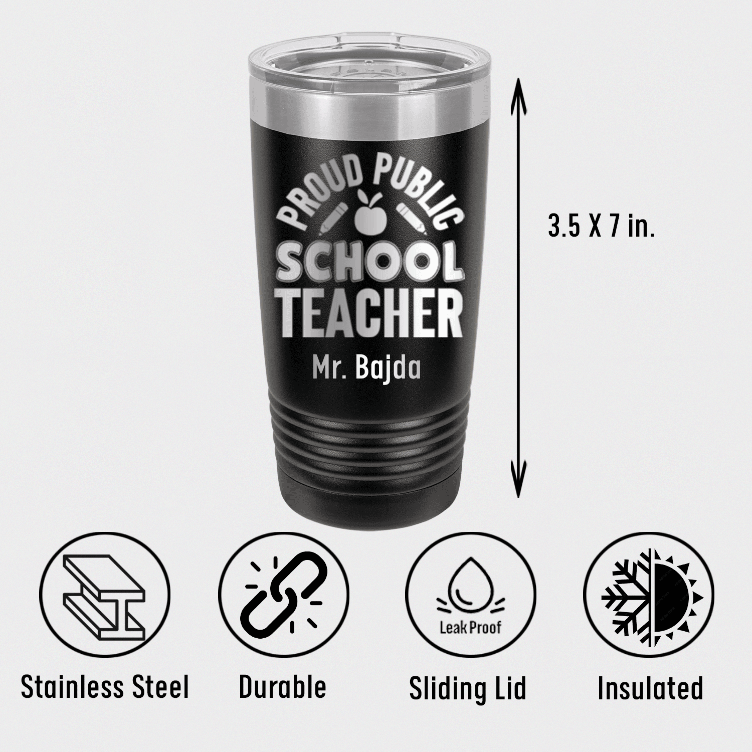 Personalized Proud Public School Teacher Tumbler for her, Customized Gifts for Women by Groovy Girl Gifts