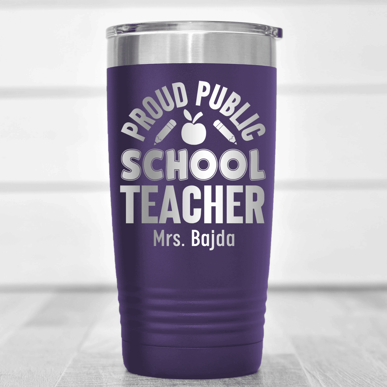 Purple Teacher Tumbler With Proud Public School Teacher Design