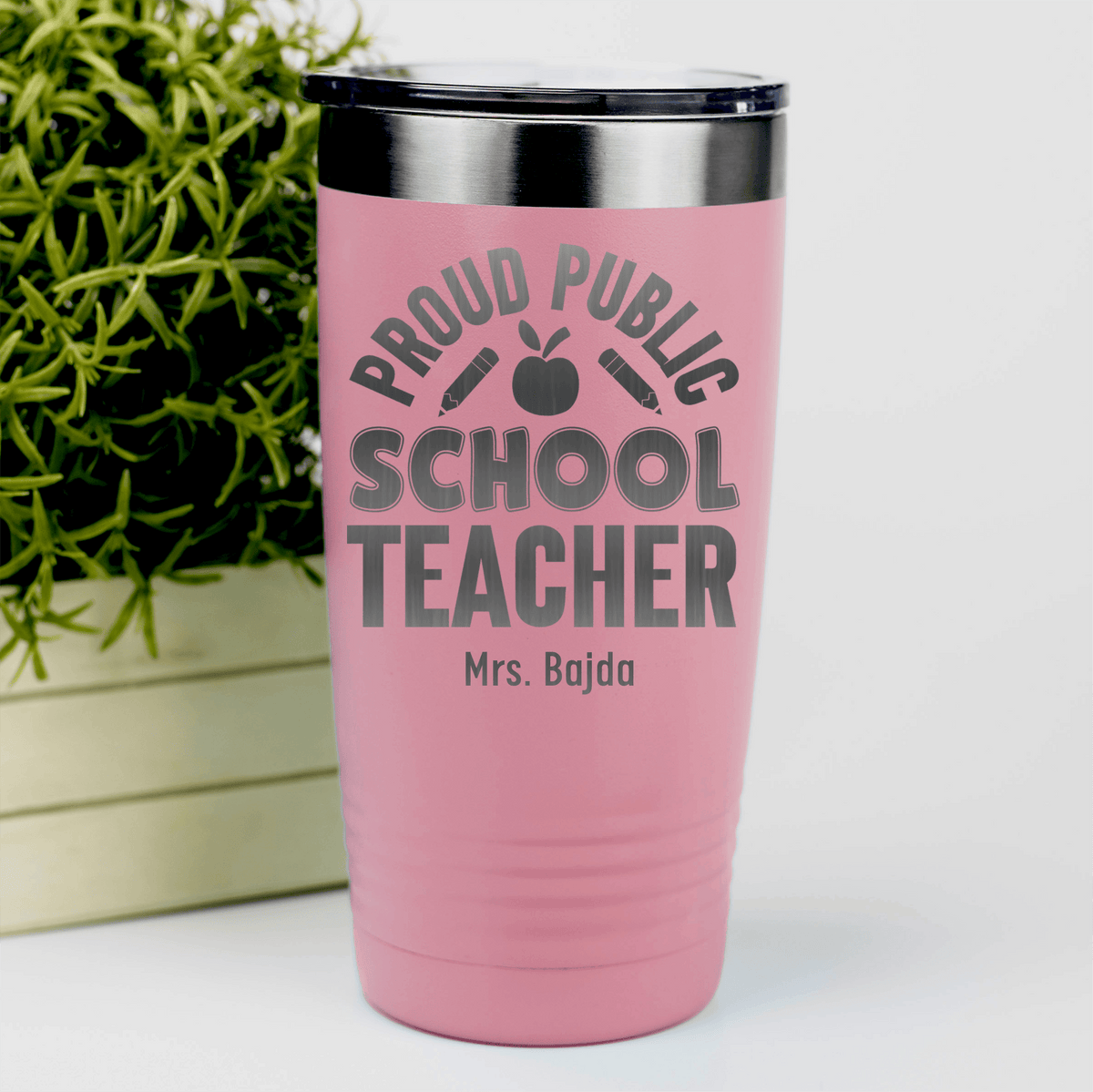 Salmon Teacher Tumbler With Proud Public School Teacher Design