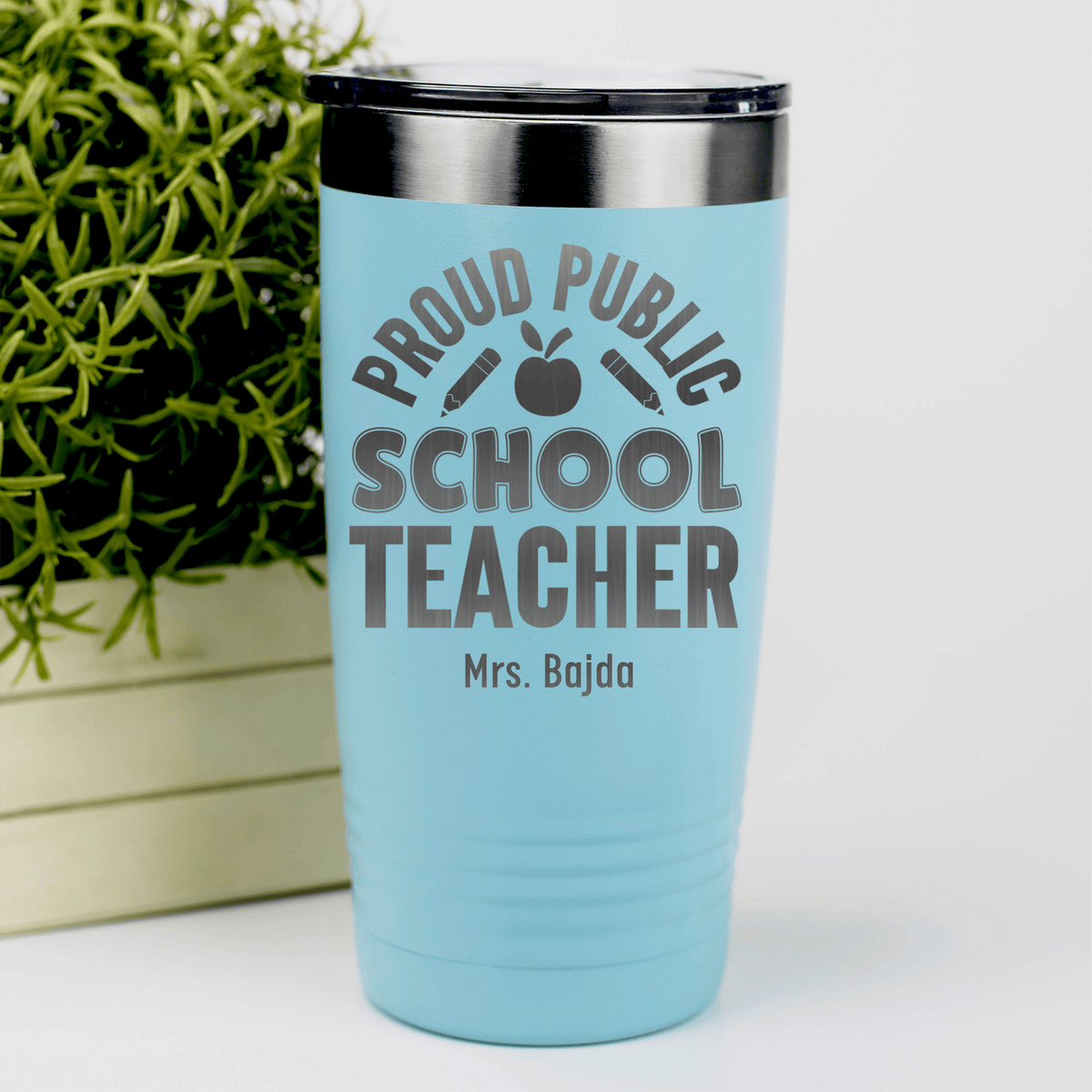 Teal Teacher Tumbler With Proud Public School Teacher Design