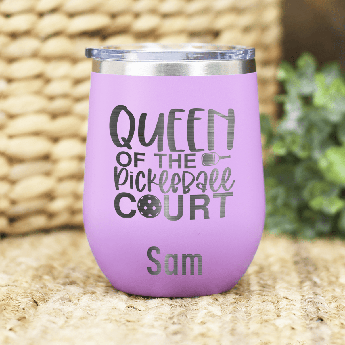 Personalized Queen Of The Pickleball Court Wine Tumbler for her, Customized Gifts for Women by Groovy Girl Gifts