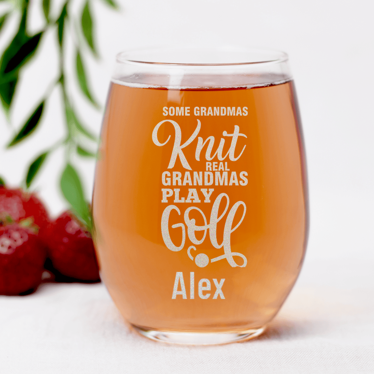 Personalized Real Ladies Golf Stemless Wine Glass for her, Customized Gifts for Women by Groovy Girl Gifts