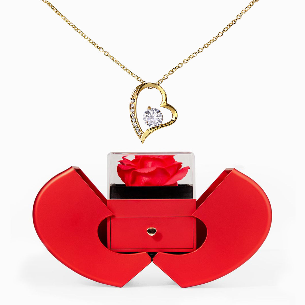 Forever in Love Necklace in Red Rose Heart Box