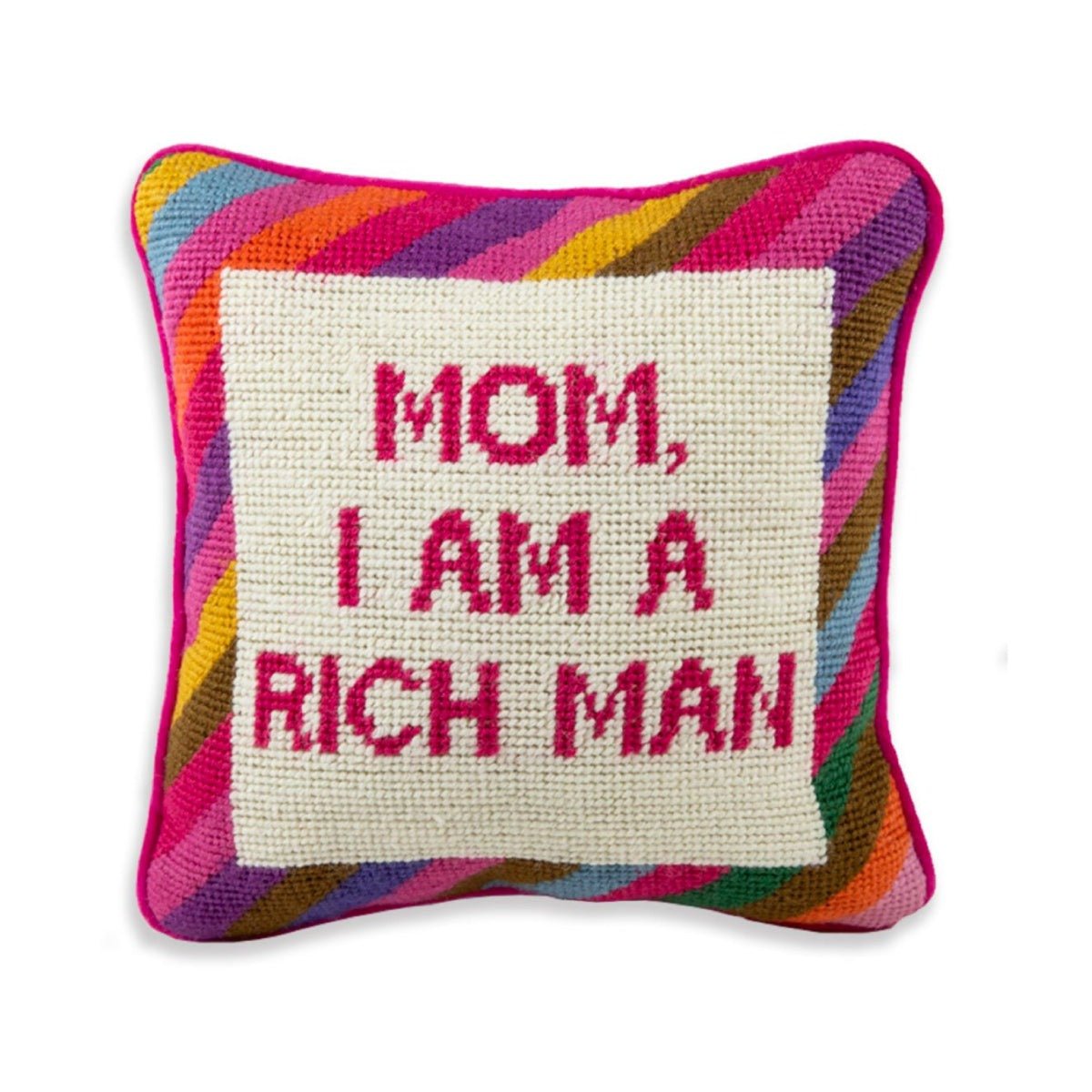 Cher Knows Best needlepoint pillow, handmade with 100% wool embroidery and cotton velvet back, 10x10 inches, perfect for chic and empowering decor.