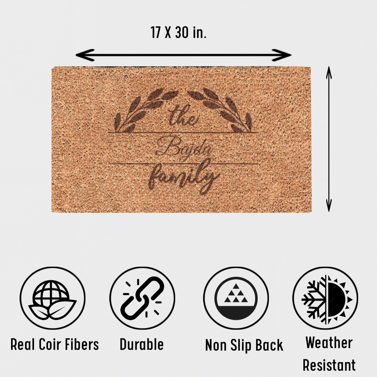 Personalized Roots And Leaves Engraved Door Mat for her, Customized Gifts for Women by Groovy Girl Gifts