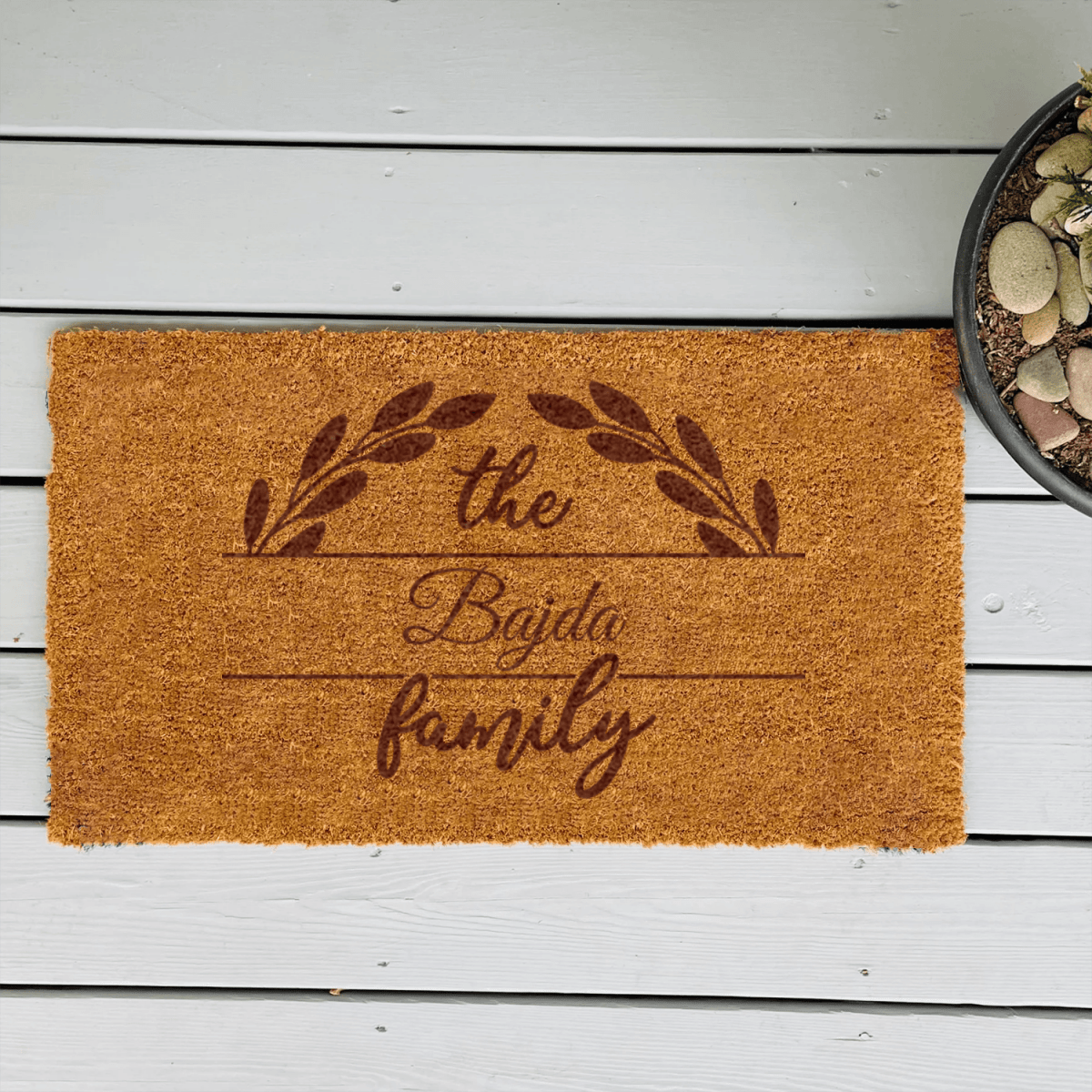 Personalized Roots And Leaves Engraved Door Mat for her, Customized Gifts for Women by Groovy Girl Gifts