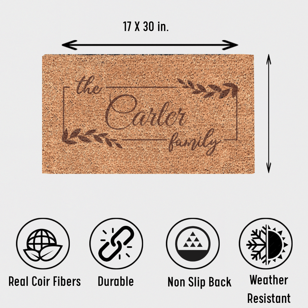 Personalized Roots And Rings Engraved Door Mat for her, Customized Gifts for Women by Groovy Girl Gifts