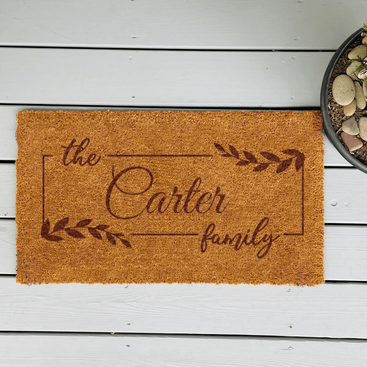 Personalized Roots And Rings Engraved Door Mat for her, Customized Gifts for Women by Groovy Girl Gifts
