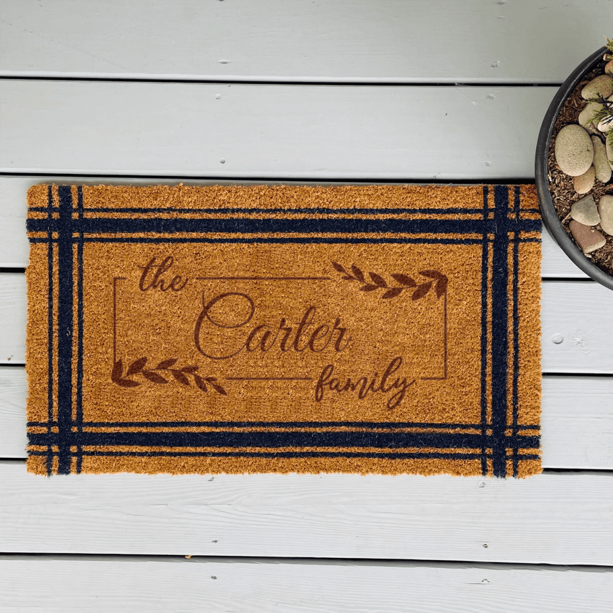 Personalized Roots And Rings Engraved Door Mat for her, Customized Gifts for Women by Groovy Girl Gifts