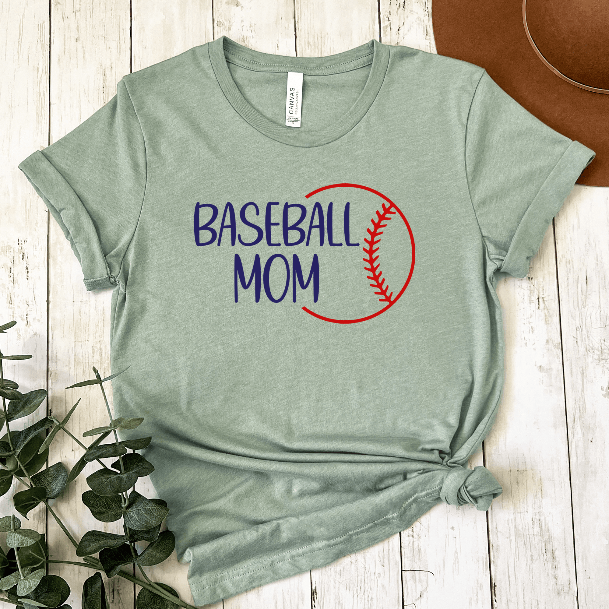 Womens Light Green T Shirt with Sassy-Baseball-Mom design