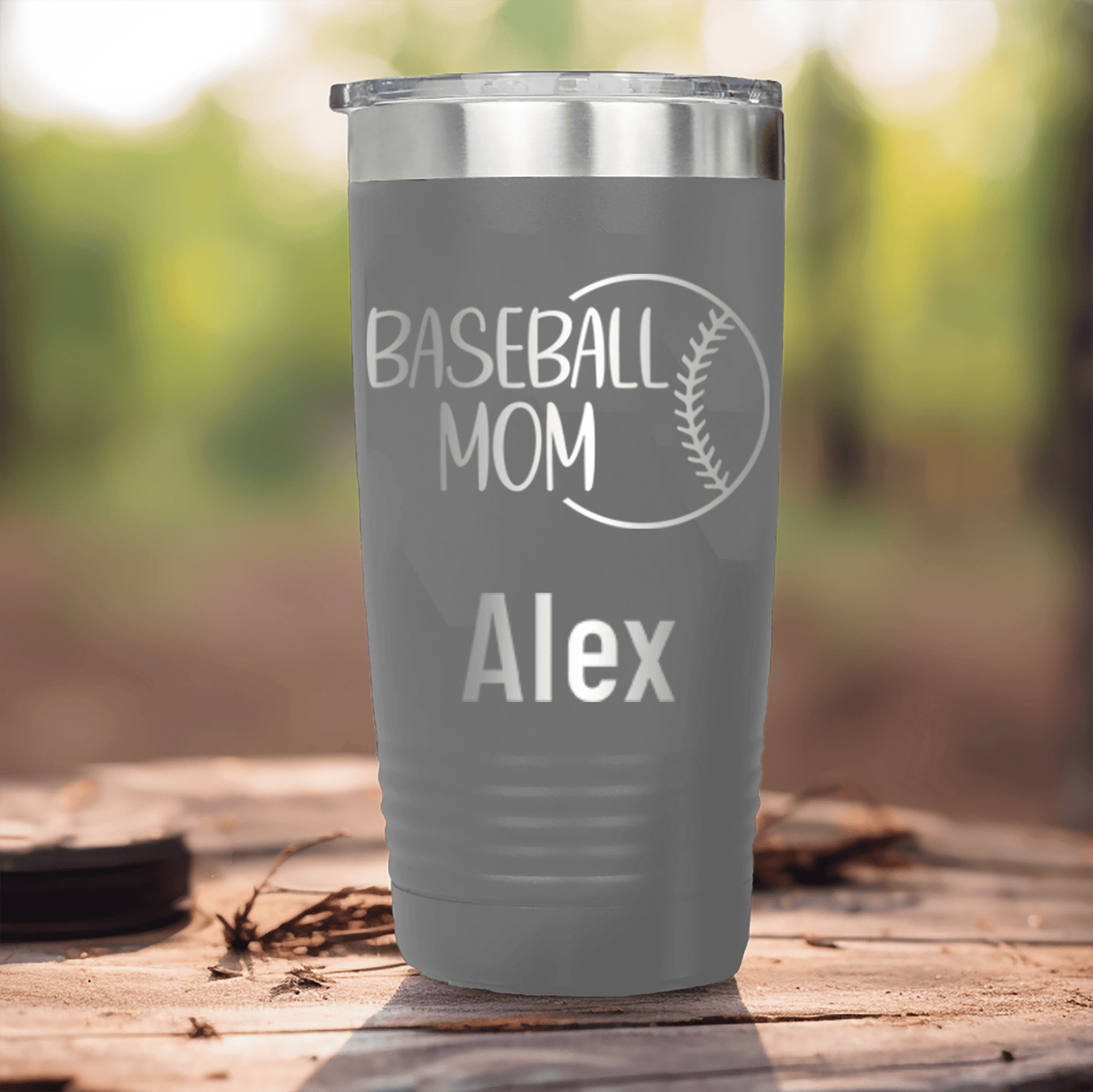Grey Baseball Mom Tumbler With Sassy Baseball Mom Design