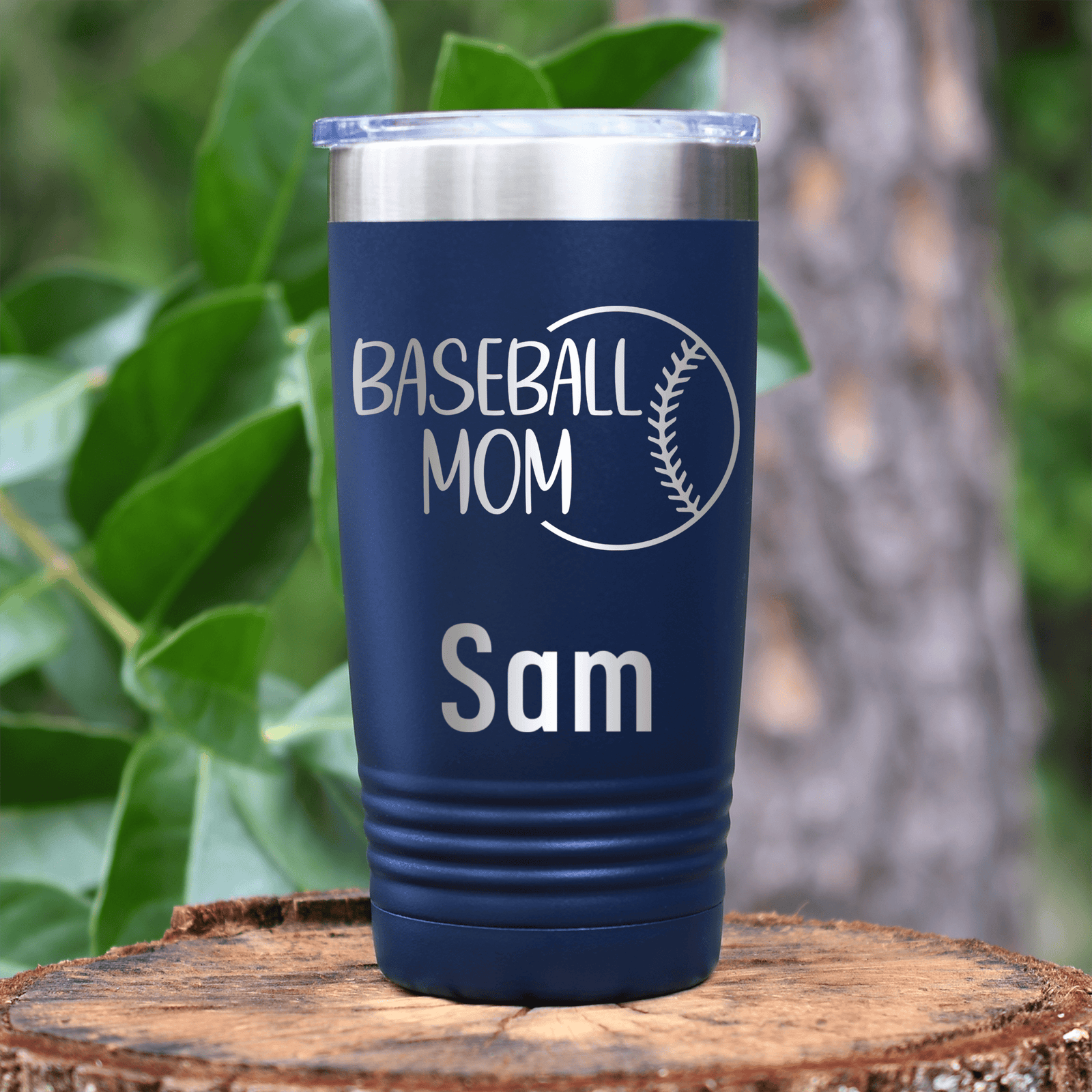 Navy Baseball Mom Tumbler With Sassy Baseball Mom Design