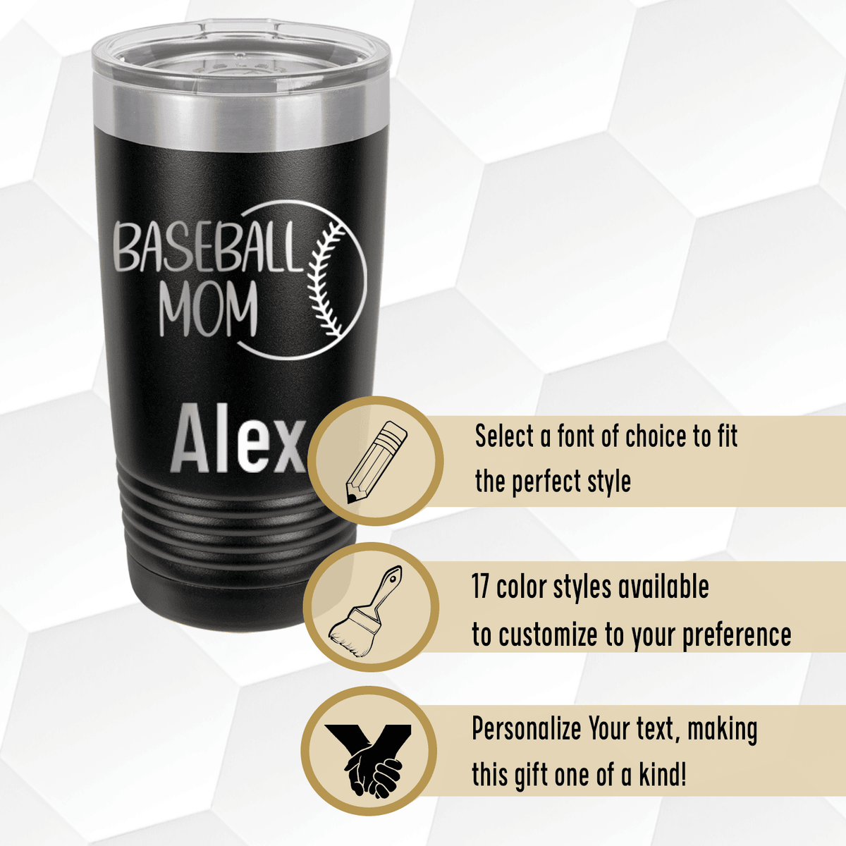 Personalized Sassy Baseball Mom Tumbler for her, Customized Gifts for Women by Groovy Girl Gifts