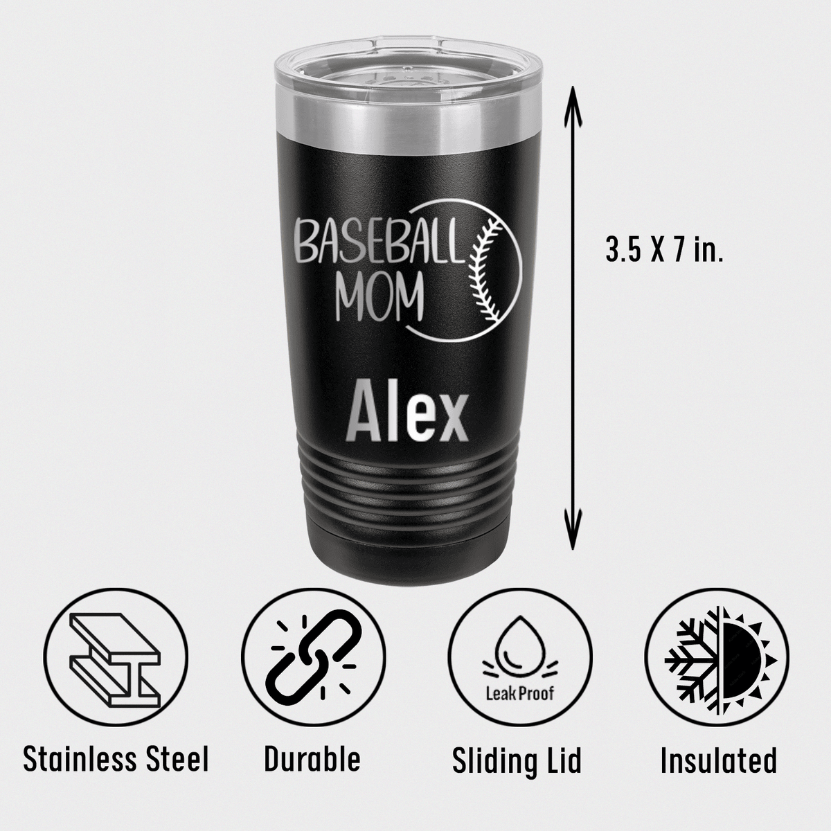 Personalized Sassy Baseball Mom Tumbler for her, Customized Gifts for Women by Groovy Girl Gifts