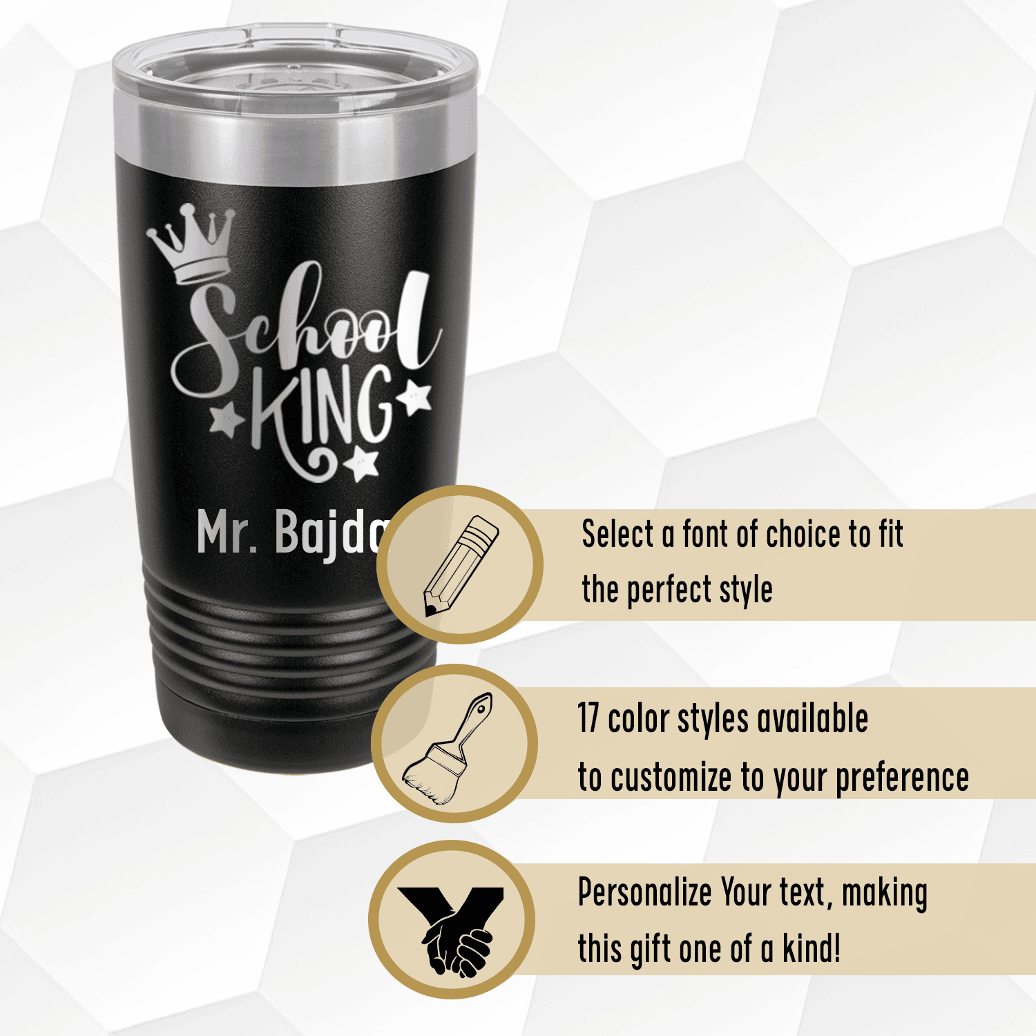 Pink Teacher Tumbler With School King Design