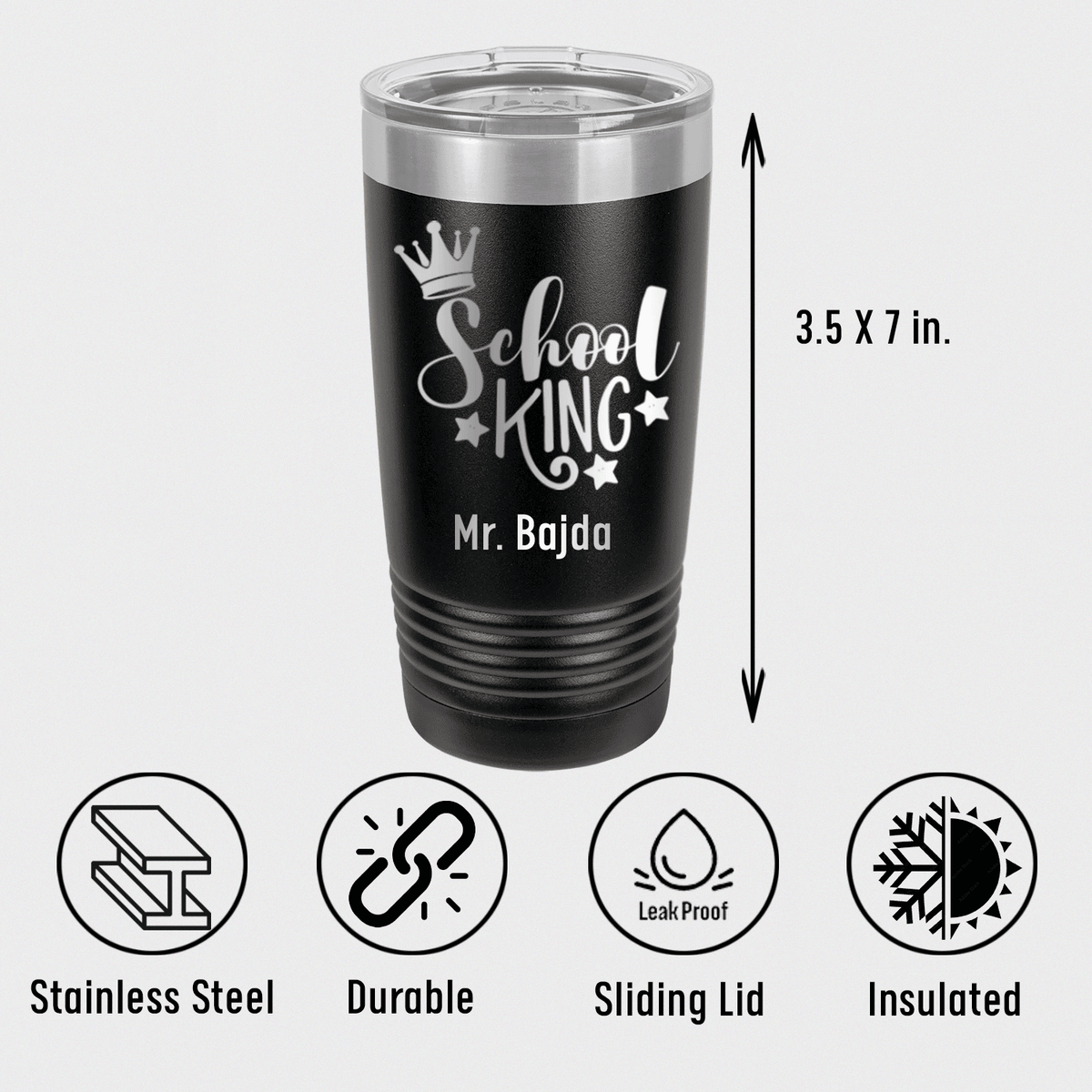 Personalized School King Tumbler for her, Customized Gifts for Women by Groovy Girl Gifts