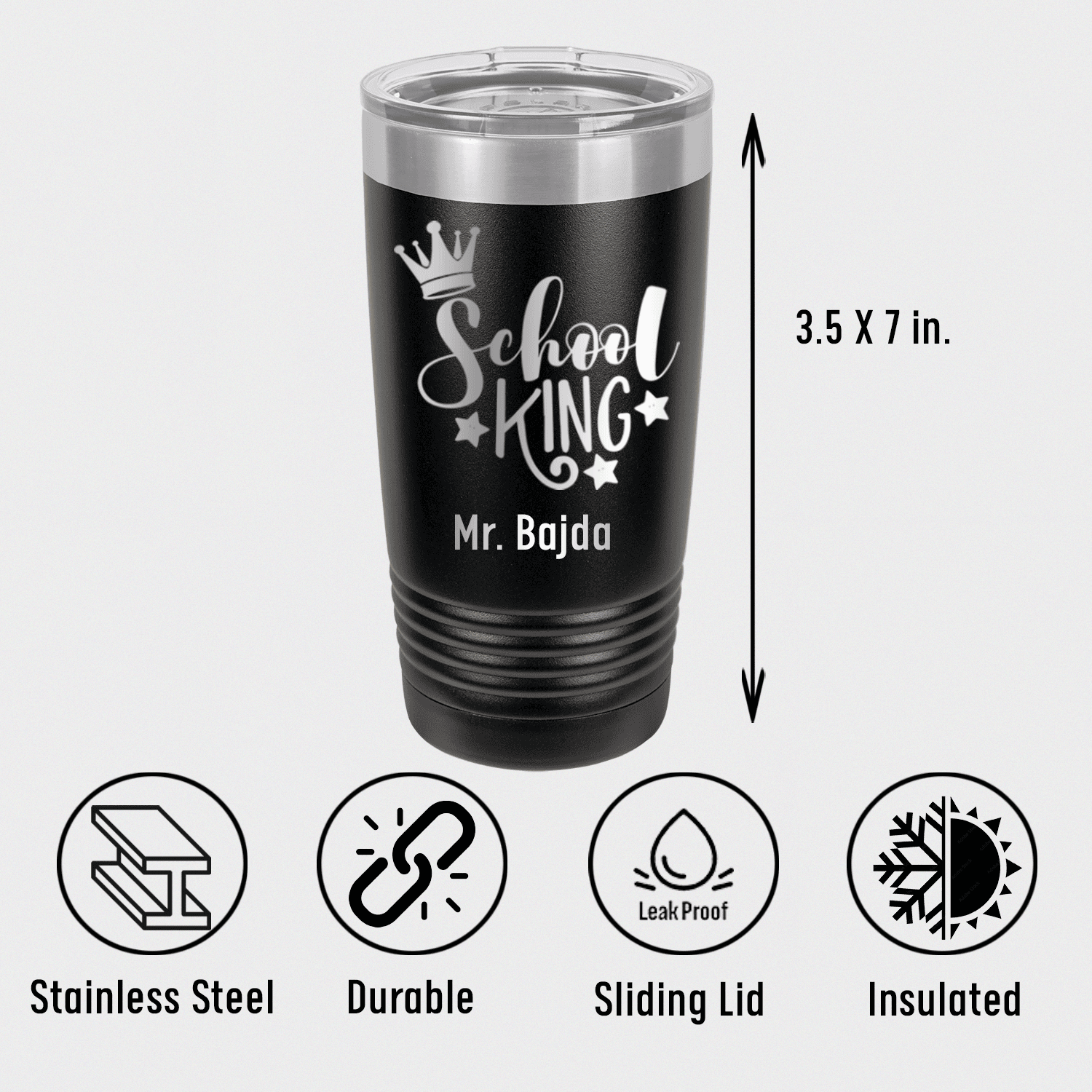 Personalized School King Tumbler for her, Customized Gifts for Women by Groovy Girl Gifts
