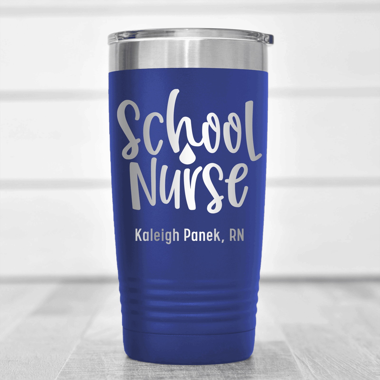 Blue Nurse Tumbler With School Nurse Design