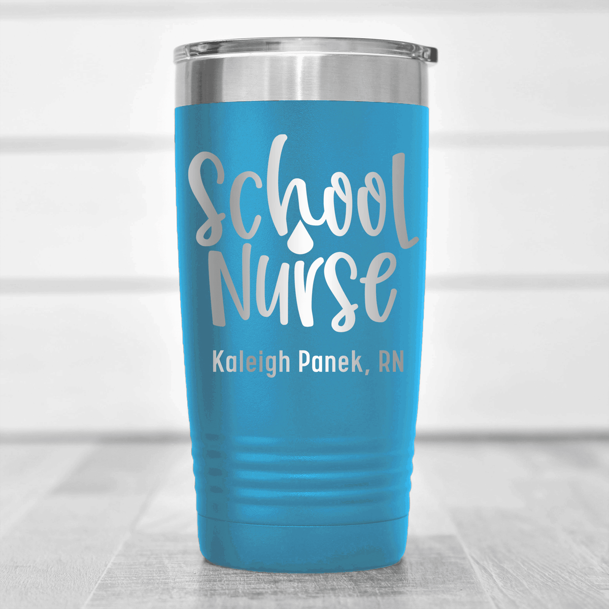 Light Blue Nurse Tumbler With School Nurse Design