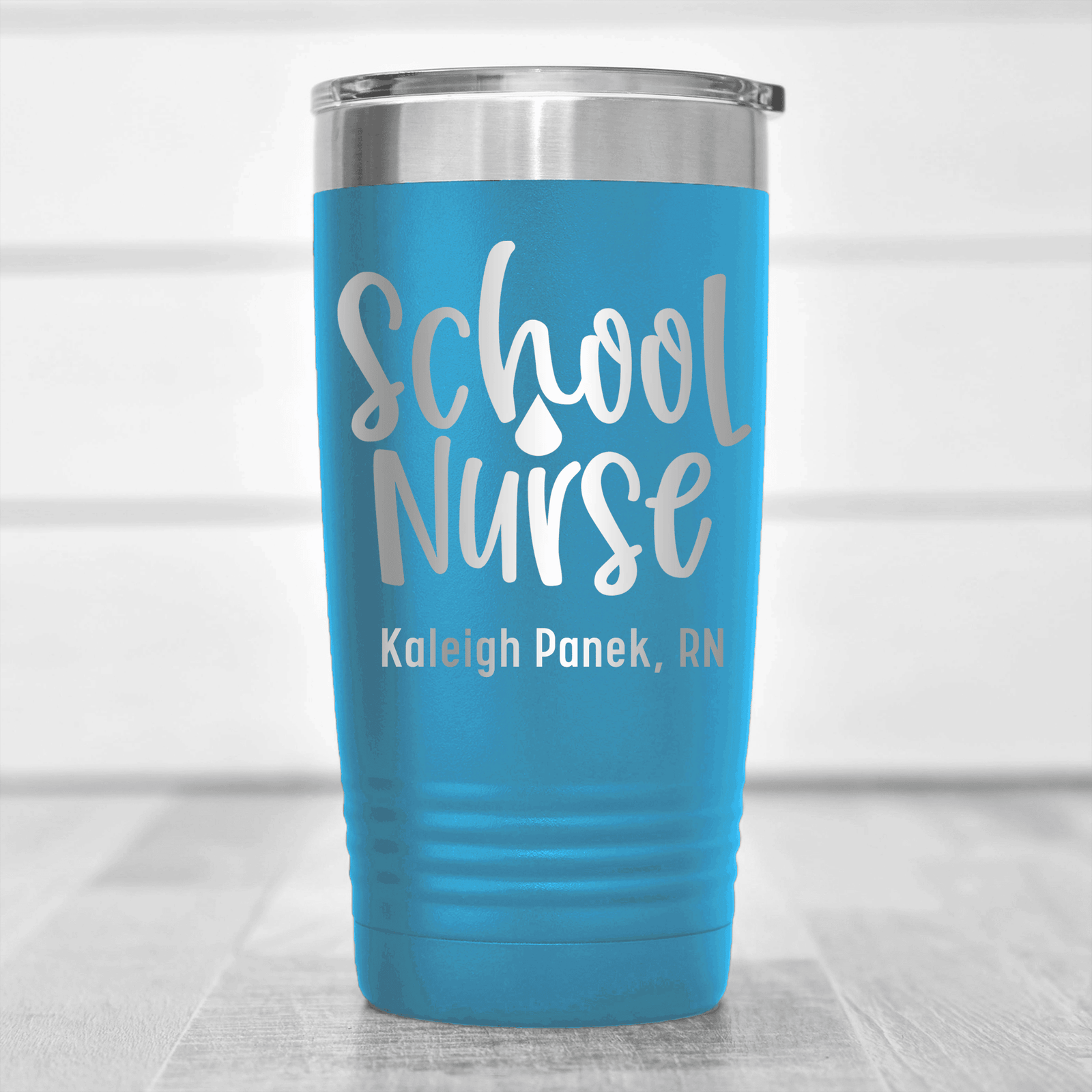 Light Blue Nurse Tumbler With School Nurse Design