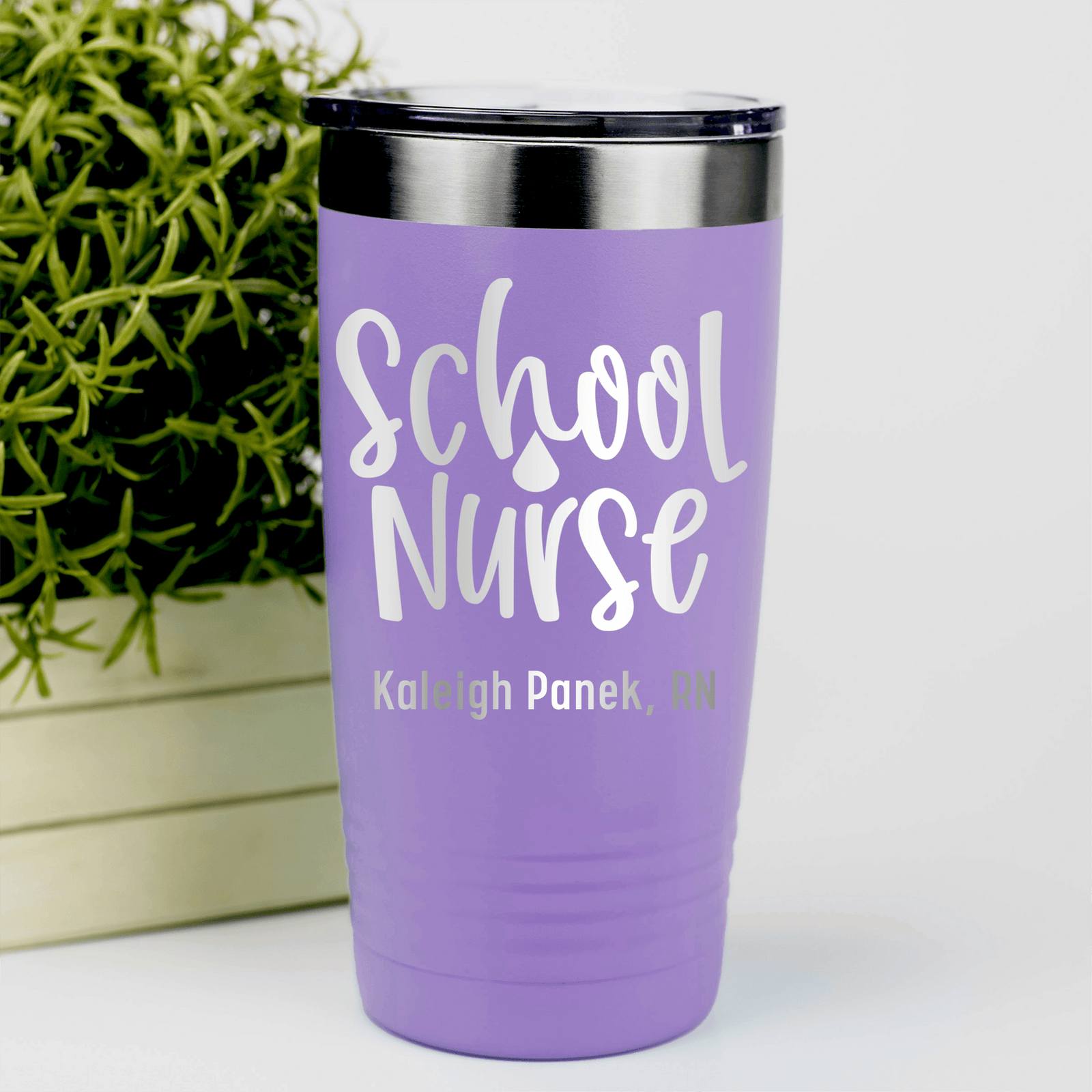 Light Purple Nurse Tumbler With School Nurse Design