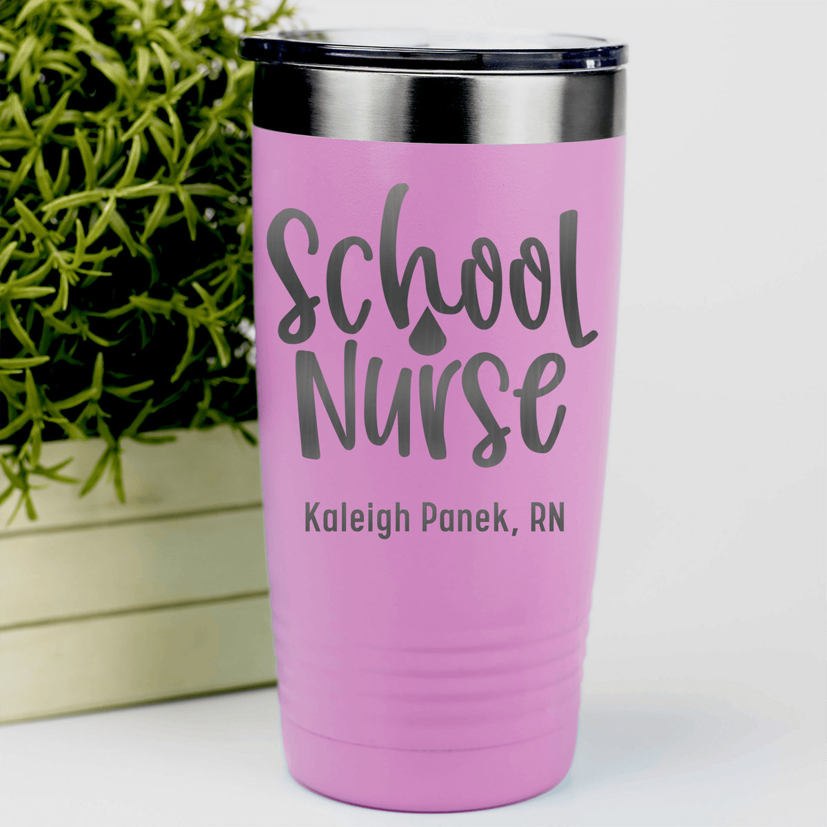 Pink Nurse Tumbler With School Nurse Design