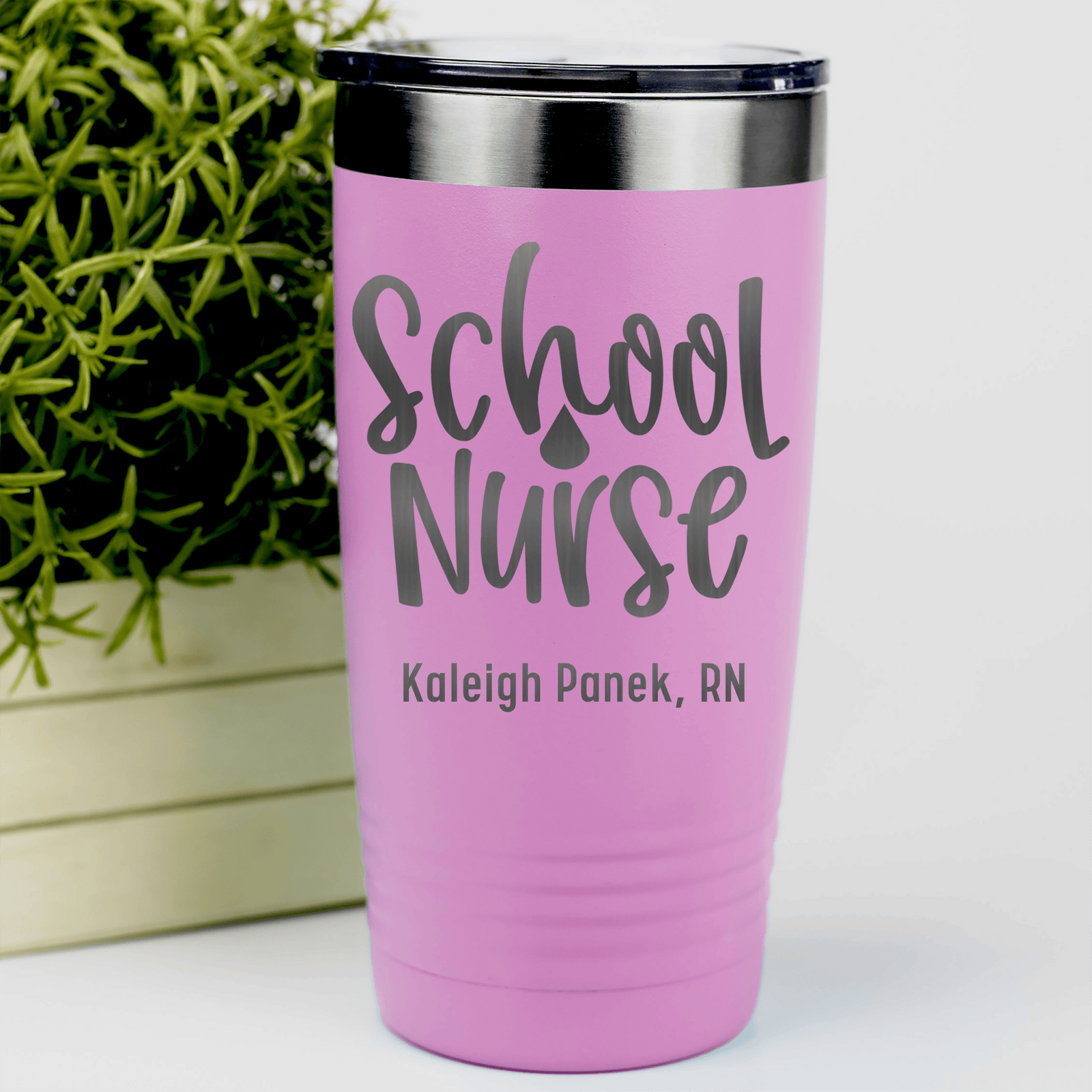 Pink Nurse Tumbler With School Nurse Design