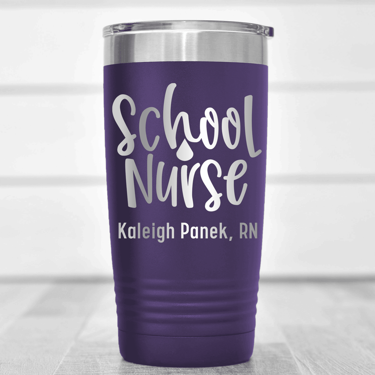 Purple Nurse Tumbler With School Nurse Design