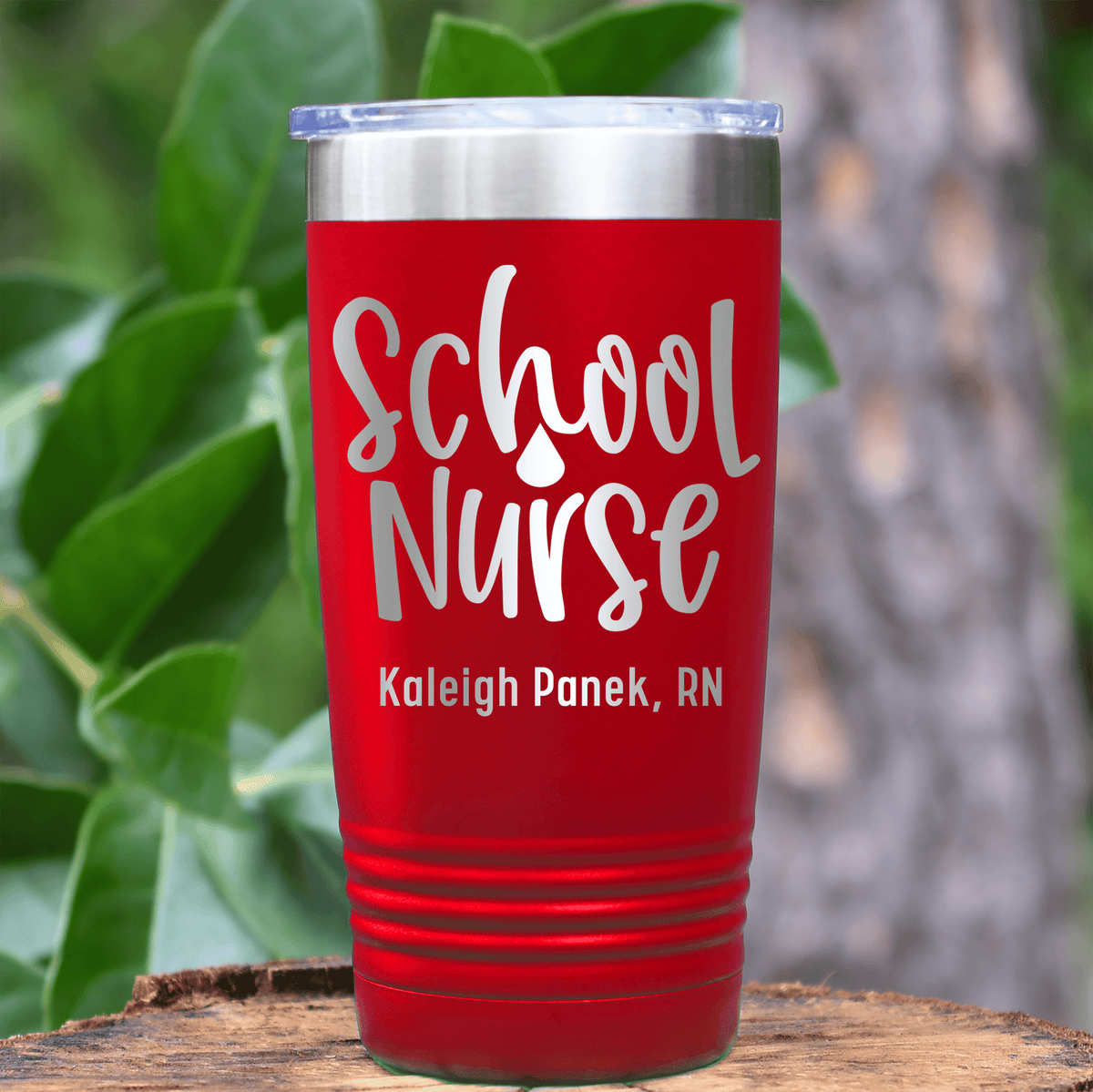 Red Nurse Tumbler With School Nurse Design