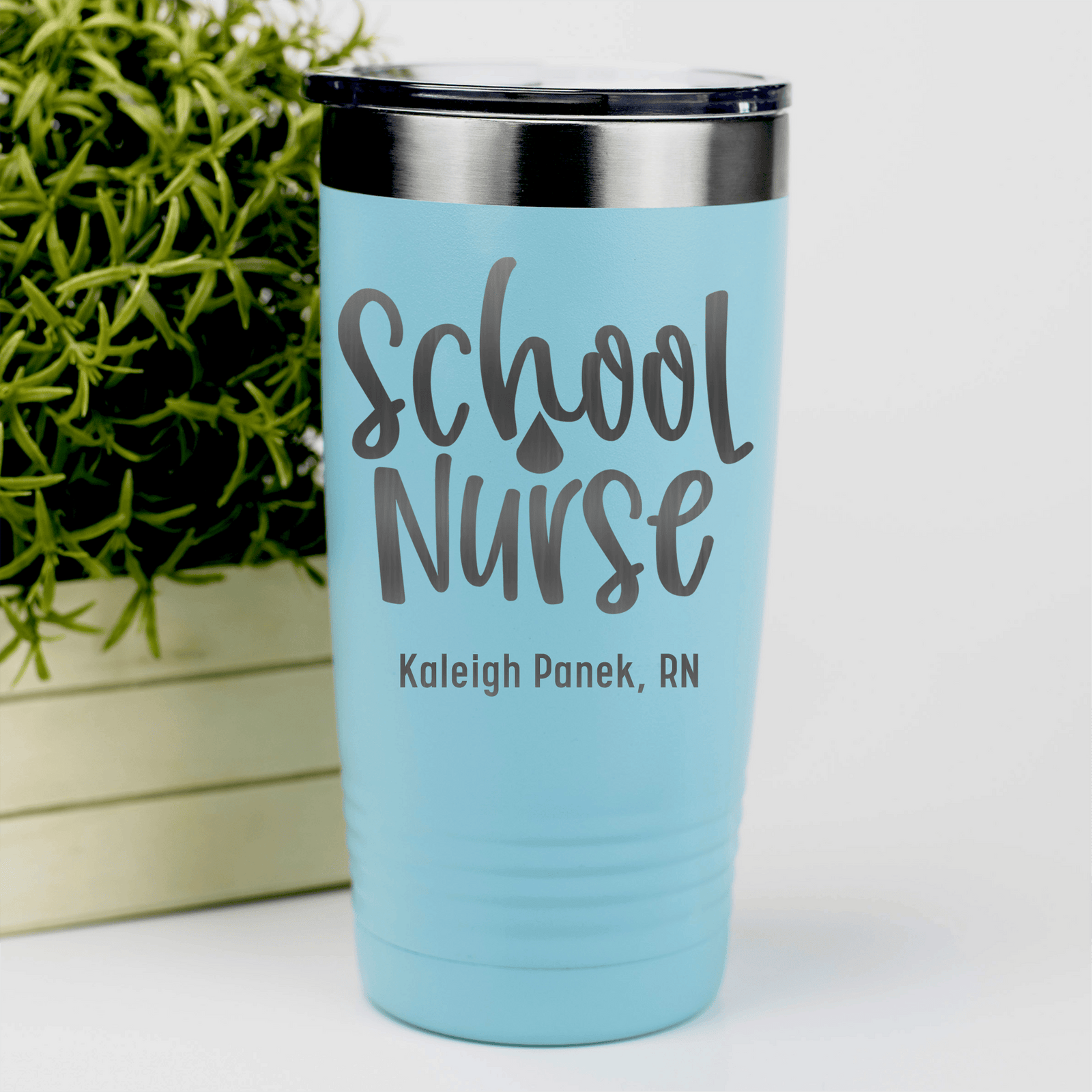 Teal Nurse Tumbler With School Nurse Design