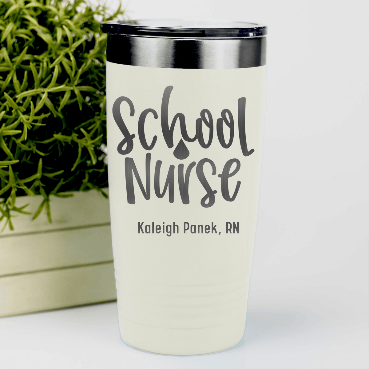 White Nurse Tumbler With School Nurse Design