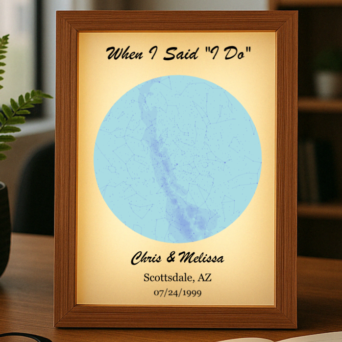 Personalized Star Map Light Box - Custom Night Sky Keepsake - Wedding & Anniversary Gift for Couple