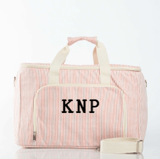 Personalized Seersucker Cooler Tote for her, Customized Gifts for Women by Groovy Girl Gifts