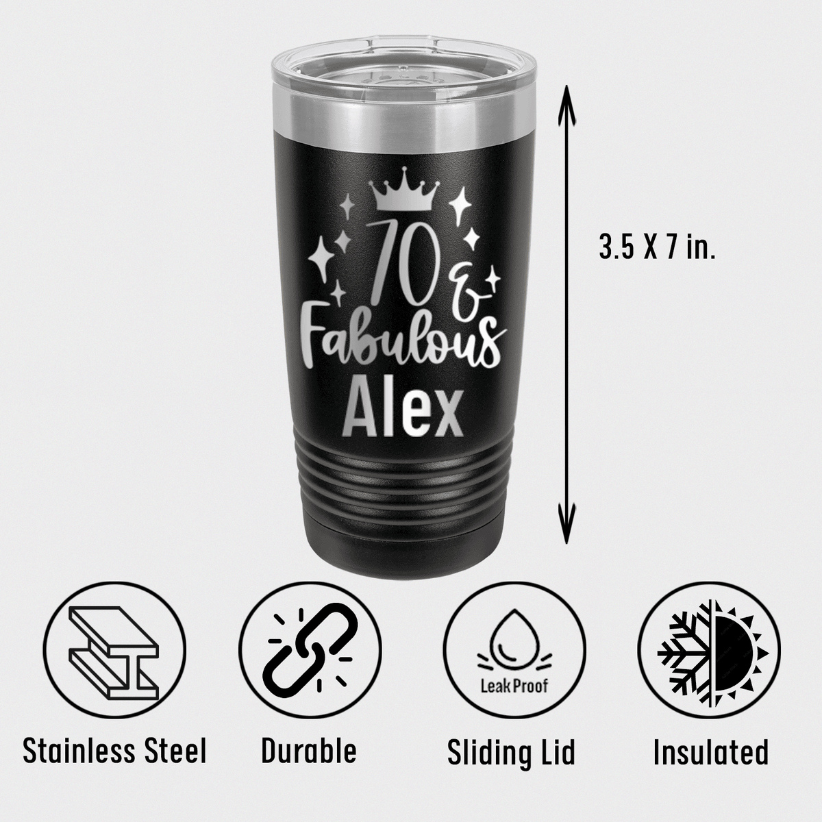 Personalized Seventy And Fabulous Tumbler for her, Customized Gifts for Women by Groovy Girl Gifts